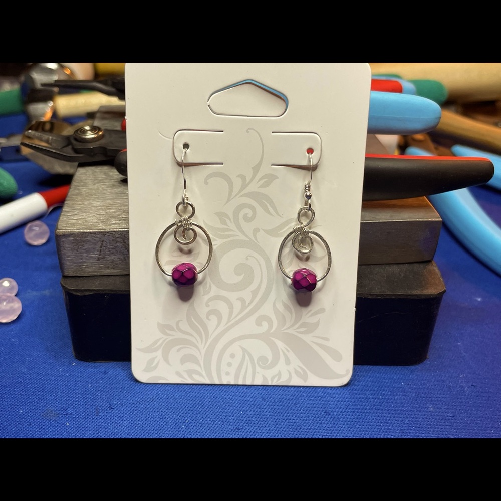 Handmade wire wrapped Sterling silver earrings